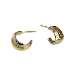 Two Tone Open Huggie Hoop Studs