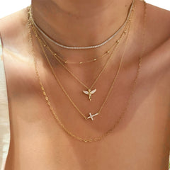 Cross Mini Sparkle Sideways Necklace