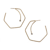 Gold Filled Wire Single Stone Hexagon Hoops