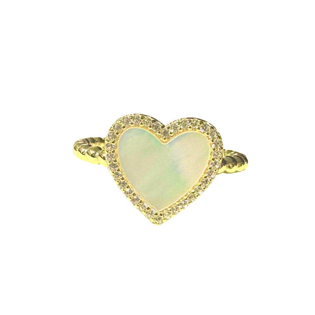 Beaded Heart Pearl Ring