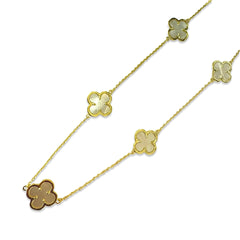 Flora Motif Mother of Pearl 5 Station Necklace