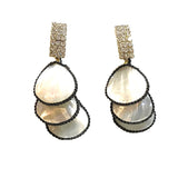 Mother of Pearl Disc Drop Statement Earrings