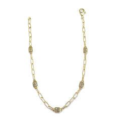 Amy Rectangle Bezel Chain Link Mixed Media Bracelet