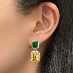Adriene Emerald Cut Drop Statement Earrings