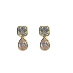 Princess Geometric Bezel Drop Earrings