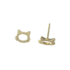Sterling Silver Cat Stud Earrings