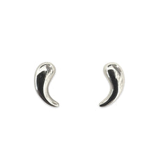 Sterling Silver Teardrop Curved Studs