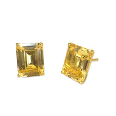 Amy Citrine Emerald Cut Baguette Studs