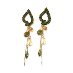 Pamela Crystal Pearl Chandelier Statement Earrings