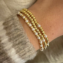 Polly Pearl Triple Beaded Stretch Bracelet Set