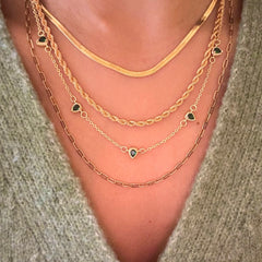 Gold Filled Emerald Teardrop Station Necklace