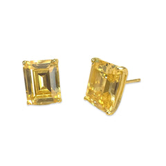 Amy Citrine Emerald Cut Baguette Studs