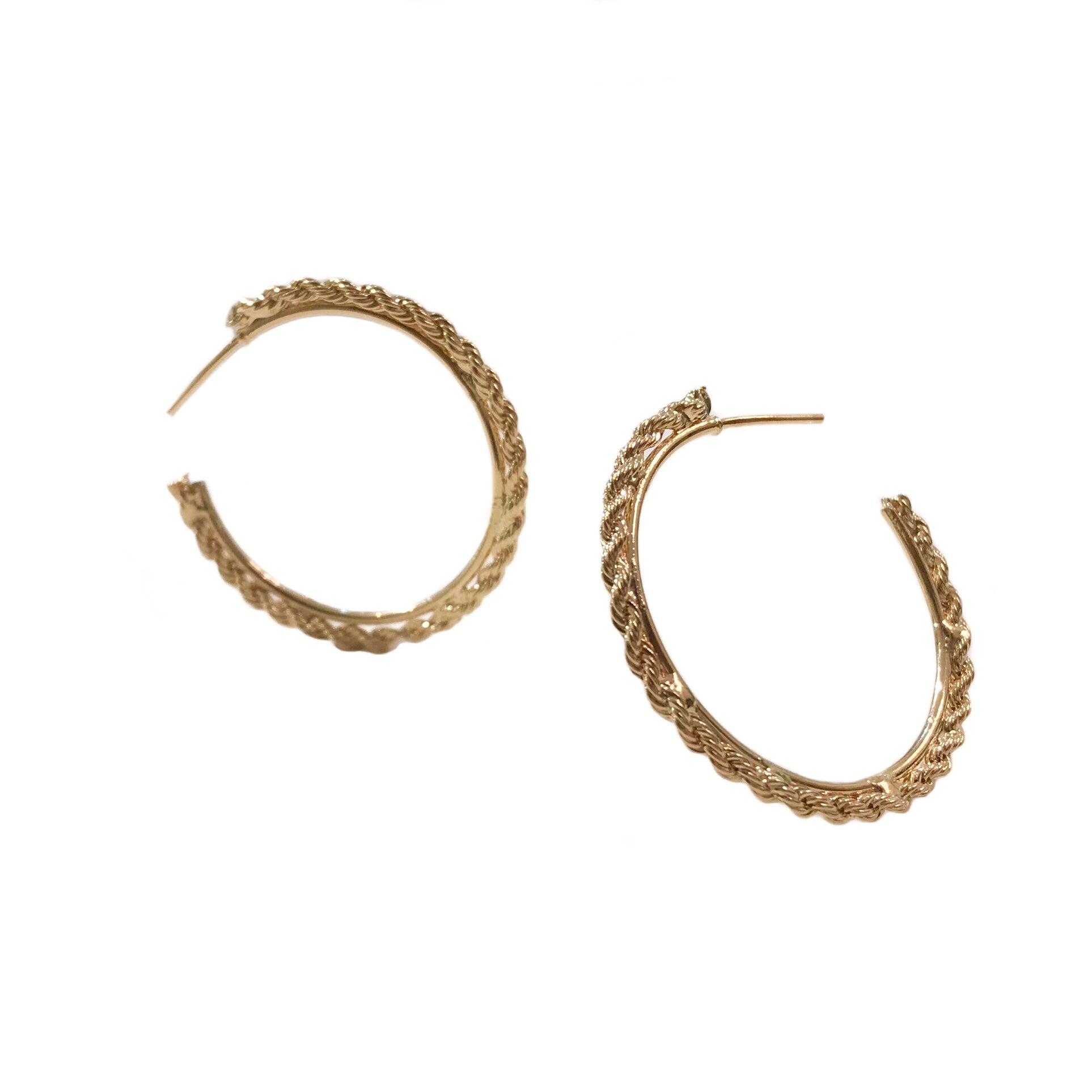 Gold Filled Rope Twist Hoops