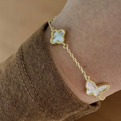 Butterfly and Flora Mother of Pearl Bracelet