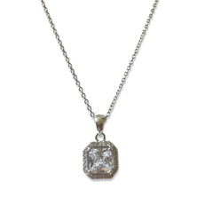Chloe Cushion Cut Halo Birthstone Necklace