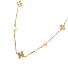 Sterling Silver Pearl Flora Deco Station Bracelet