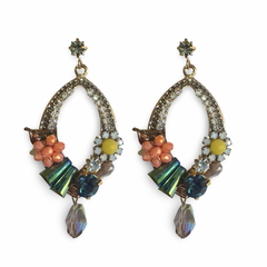 Mary Oval Cluster Statement Earrings