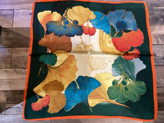 Rainbow Ginkgo Leaves Silk Scarf