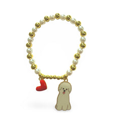 Gold Filled White Dog Stretch Bracelet