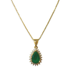 Gold Filled Emerald Teardrop Necklace