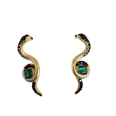 Sterling Silver Emerald Snake Stud Earrings