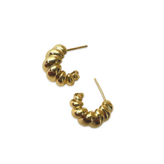 Sterling Silver Croissant Huggie Hoop Studs