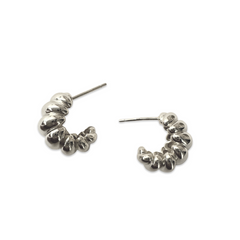 Sterling Silver Croissant Huggie Hoop Studs