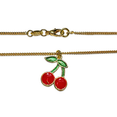 Gold Filled Cherry Pendant Cuban Chain Necklace