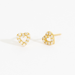 Ivanna Diamond Heart Outline Stud Earrings