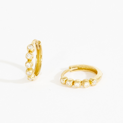 Rachel Bezel Huggie Hoops