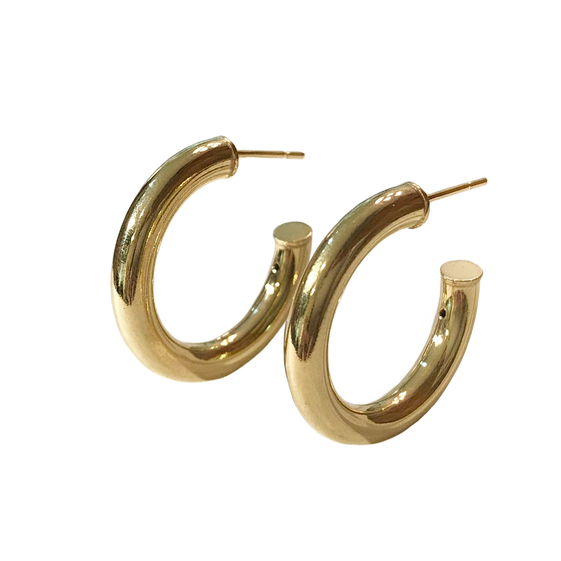 Gold Sterling Silver 1” Tube Hoops