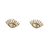 Evil Eye Opal Curled Lash Earrings