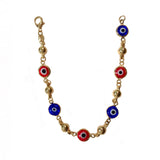 Gold Filled Evil Eye 6 Charm Bracelet