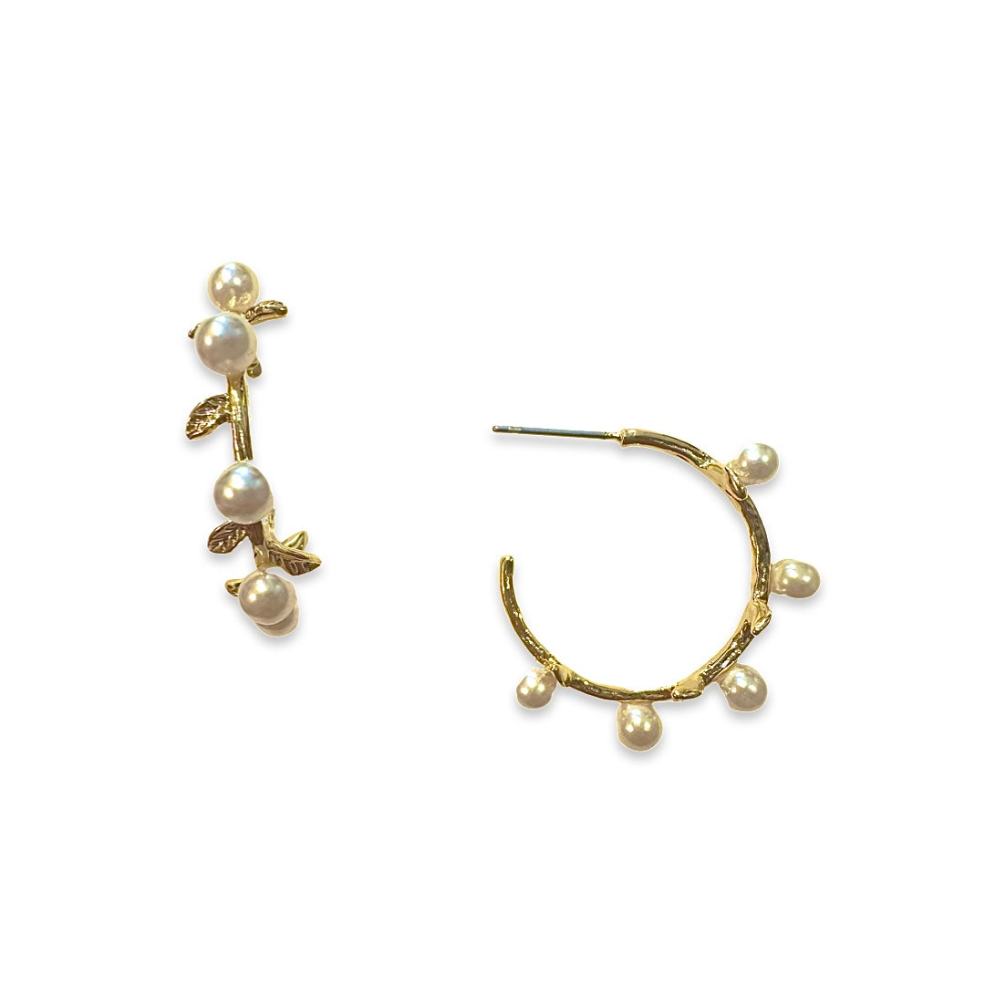 Pearl Vine Hoop Earrings