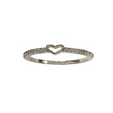 Tiny Heart Outline Partial Pave Ring