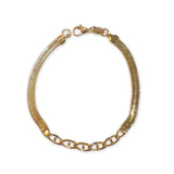 18K Gold Filled Mixed Herringbone Chain Bracelet