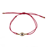 Evil Eye Flat Pendant Red Thread Adjustable Bracelet