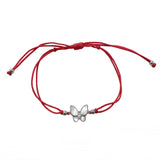 Butterfly Mother of Pearl Sparkle Red Thread Bracelet