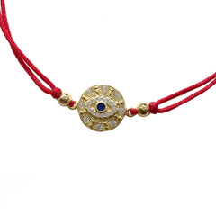 Evil Eye Disc Textured Red Thread Bracelet