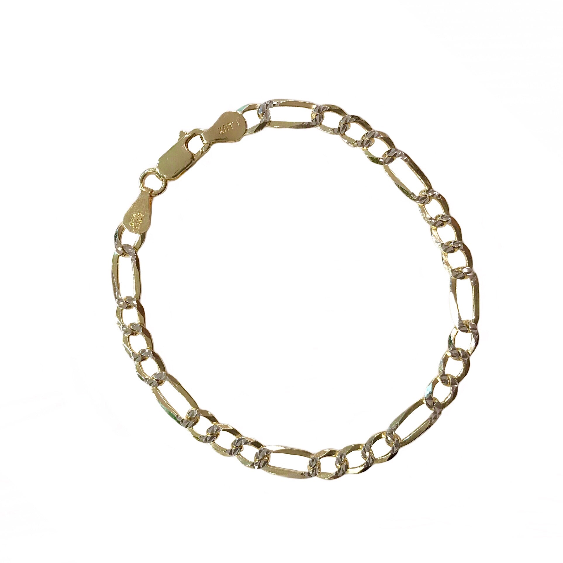 Two Tone Figaro Chain Thick 6mm & 7” Bracelet