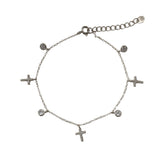 Cross Pave Bezel Charms Bracelet