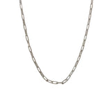 18K White Gold Filled Thick Paper Clip 3mm Chain Necklace