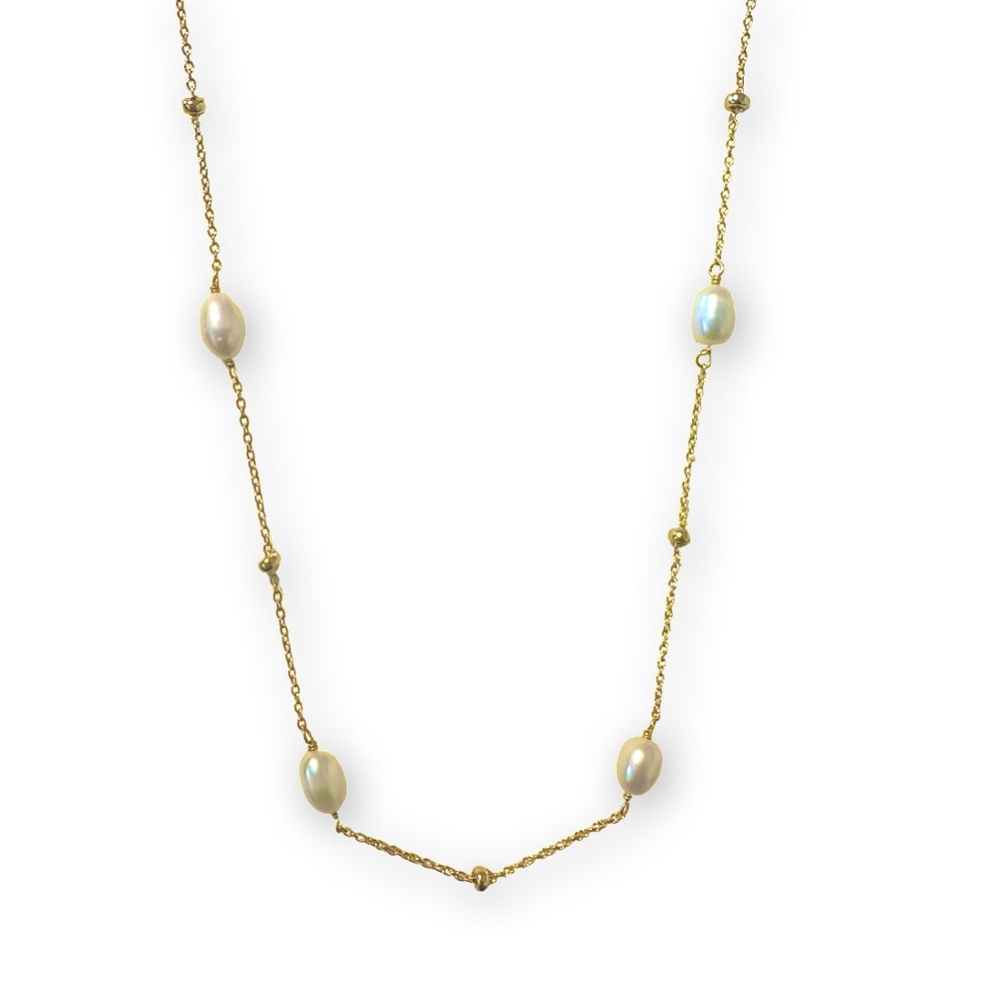 Long Pearlea Pearl Station Necklace