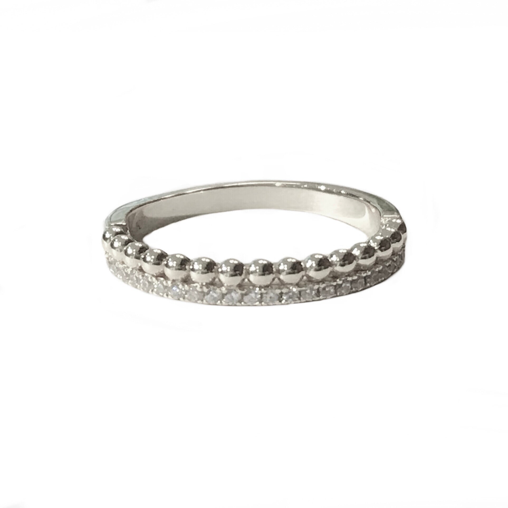 Noelia Partial Pave Beaded Double Ring