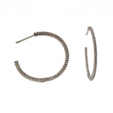 Sterling Silver Pave Open 1.17” Hoops