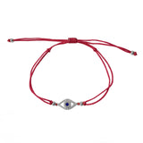 Evil Eye Flat Pendant Red Thread Adjustable Bracelet
