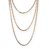 18K Gold Filled Triple Layered Paper Clip Chain Necklace