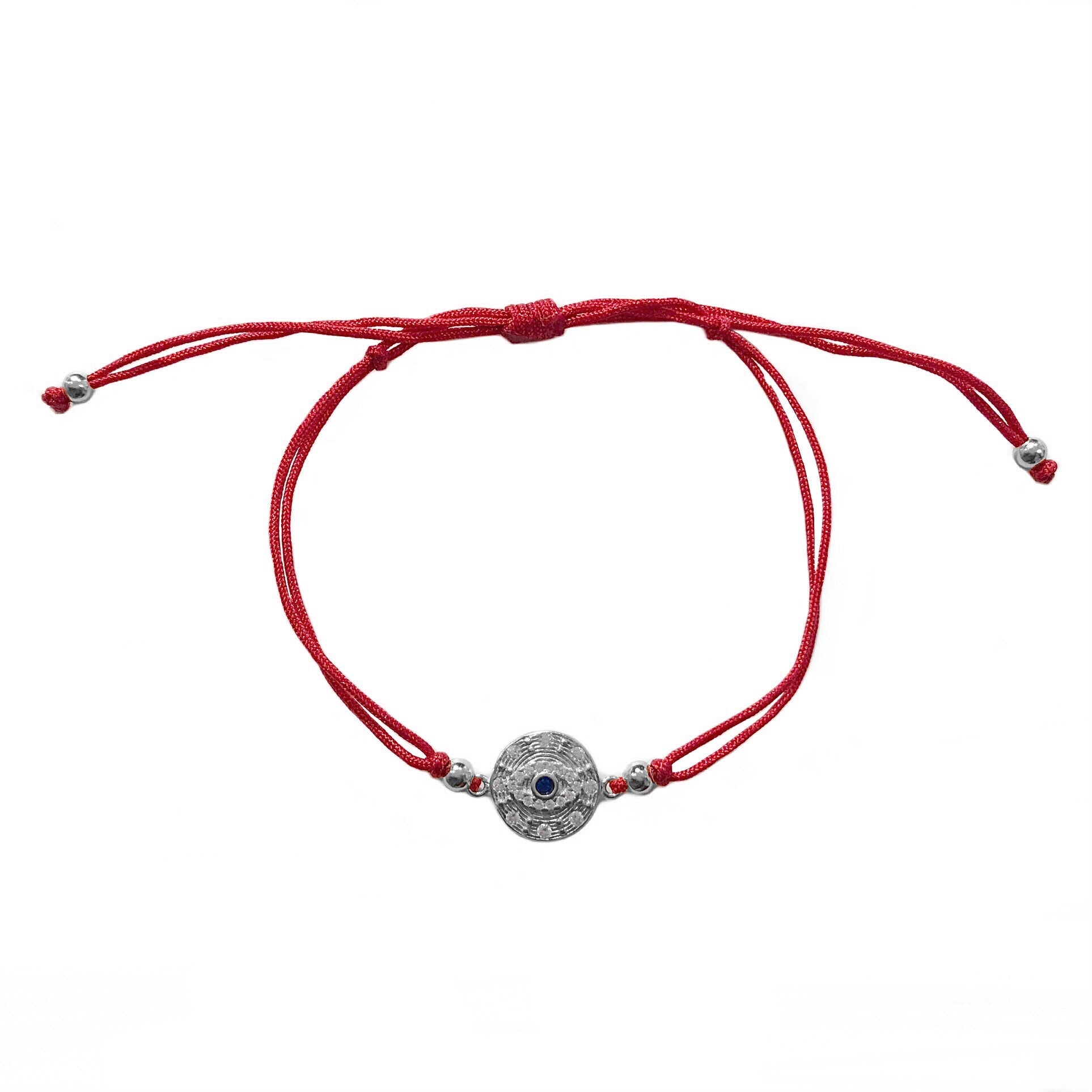 Evil Eye Disc Red Thread Bracelet