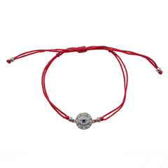 Evil Eye Disc Textured Red Thread Bracelet
