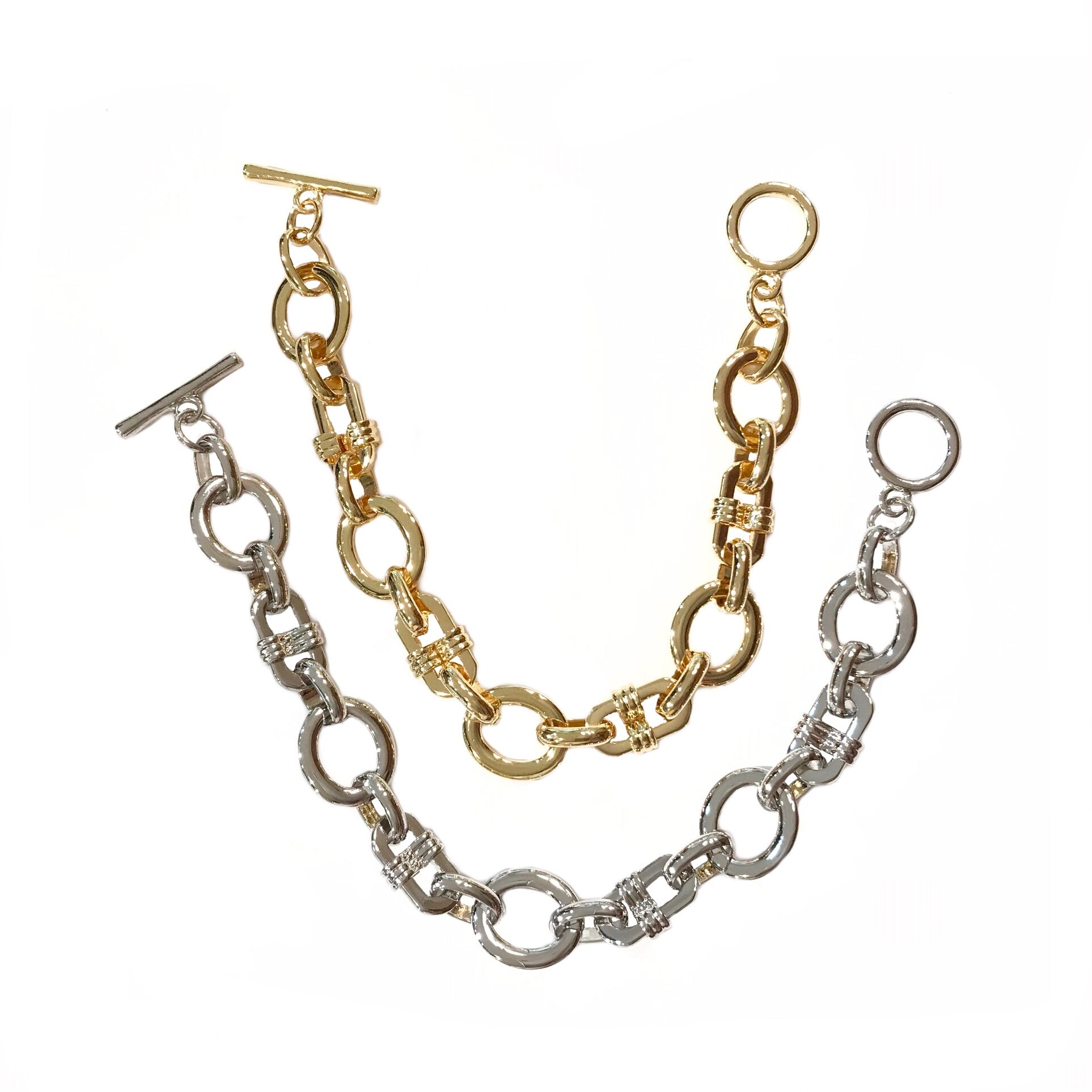 Mix Chain Link Toggle Bracelet